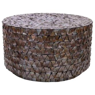 Wanderlust Deco Mesa de centro de madera y madreperla marr&oacute;n d77x43/5h cm