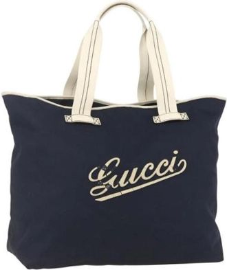 Gucci Pre-owned Tote Bag - Dames - Vintage Shopper - Blauw - ONE Size - Nylon - Vintage