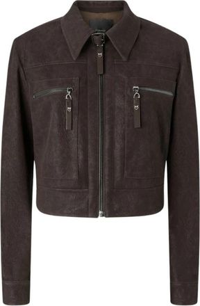 Pinko Arzignano Jas - Dames - Leren en Su&egrave;de Jassen - Bruin - S - Wol - Jassen