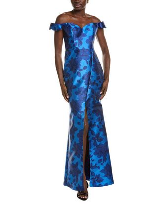 Rene Ruiz Off-The-Shoulder Velvet Burnout Gown