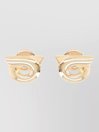 Ferragamo stud earrings metallic finish modern design