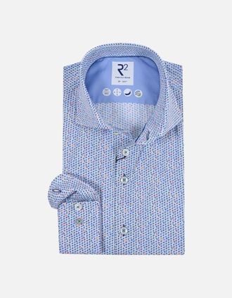 R2 Mens R2 Cut Away Collar Long Sleeved Shirt Multi Coloured - Size: 44/46