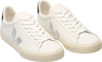 Veja Womens Sneakers Campo Leather White-Silver-Black Trainers White/silver/black