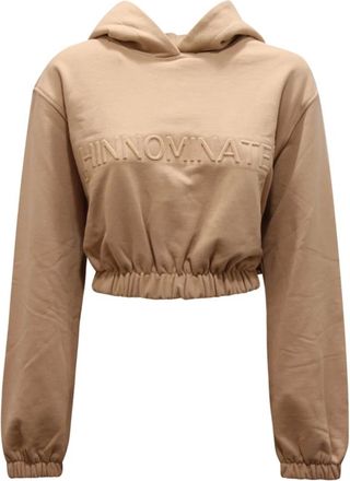 Hinnominate Hinnominate, Hoodies & sweatvesten, Dames, Beige, M, Korte Fleece Trui Hazelnoot Gevoerd