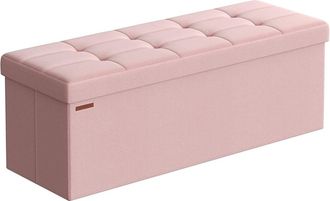 Songmics Banco de almacenaje de 38 x 110 x 38 cm de color rosa