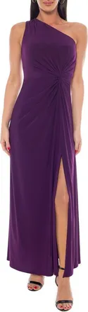 Marina Rossini One-Shoulder Front Twist A-Line Gown in Eggplant at Nordstrom Rack, Size X-Large