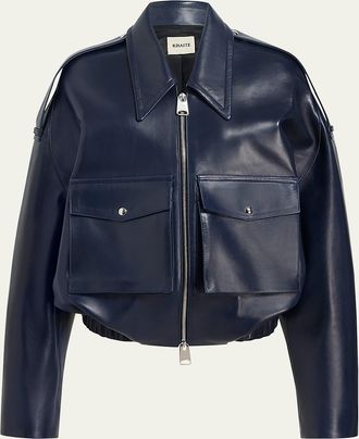 Khaite Owey Leather Bomber Jacket