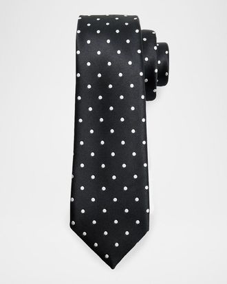 Tom Ford Mens Polka Dot Mulberry Silk Tie