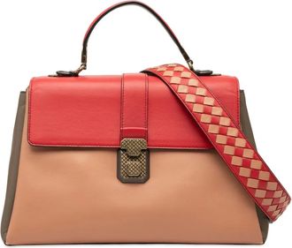 Bottega Veneta Borsa a tracolla Piazza media in nappa tricolore con manico 2012-2025 - Rosso