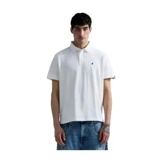 Replay Polo Shirts, male, White, Size: 2XL Stretch Cotton Piqu&eacute; Polo