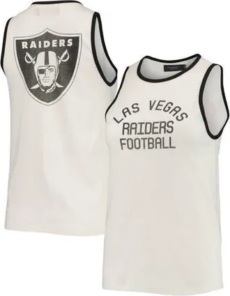 Junk Food Womens Junk Food White/Black Las Vegas Raiders Throwback Pop Binding Scoop Neck Tank Top at Nordstrom, Size Small