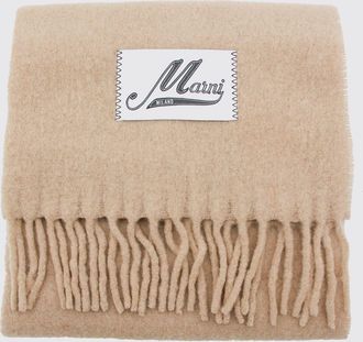 Marni Sciarpa in misto lana dalpaca con logo applicato e bordi sfrangiati