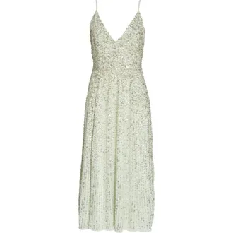 Asos Embellished Open Back Midi Dress in Light Green at Nordstrom, Size 10 Us