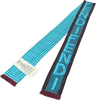 Fendi Pre-owned Scarves, female, Blue, Size: ONE SIZE Pre-owned Silk Scarf