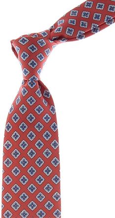 Canali Coral & Blue Floral Silk Tie