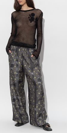 Ganni Loose-fit Silk Trousers, Womens, Grey