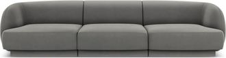 MICADONI Sofá 3 plazas de terciopelo gris claro