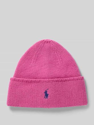 Polo Ralph Lauren Wollm&uuml;tze mit Logo-Stitching in Pink, Gr&ouml;&szlig;e 1