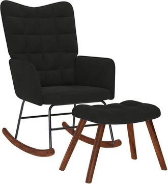 vidaXL Mecedora con taburete de terciopelo negro Vidaxl