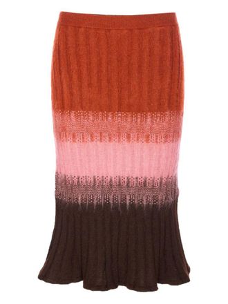 Fendi Gradient Mohair And Wool High-Waisted Midi Skirt