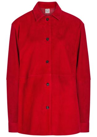 Toteme Suede Overshirt - Red - 38 (UK10 / S)