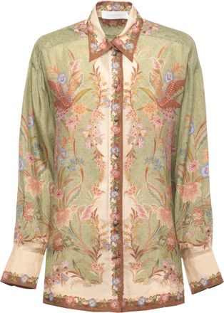 Zimmermann Green Indra Floral Pattern Shirt