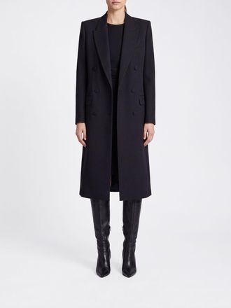 Tom Ford Long Double-Breasted Wool Coat with Peak Lapels