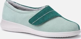 Hotter Womens Wrap Womens Slippers - Teal Sage Suede - Size: 6