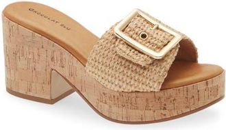 Chocolat Blu Gani Platform Slide Sandal in Natural Raffia at Nordstrom, Size 6.5-7Us