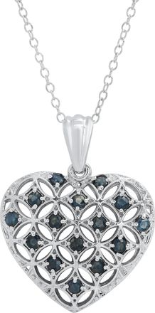 MAX + STONE Sterling Silver Genuine Gemstone Heart Shape Filigree Pendant 18 in