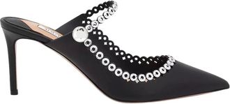 Aquazzura Schoenen, Dames, Zwart, 36 EU, Zwarte kristal stiletto muiltjes Carnaval