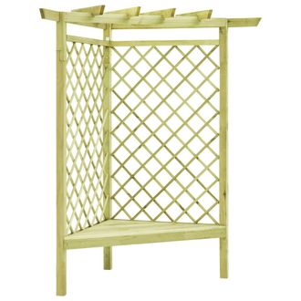 vidaXL P&eacute;rgola Esquina Y Asiento Madera Pino Impregnada 130x130x197 Cm Vidaxl