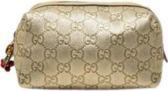 Gucci Pre-owned Pouch - Dames - Vintage Tassen - Geel - ONE Size - Leer - Vintage