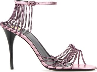 Saint Laurent Womens Babylone Heel Sandal Pink Metal
