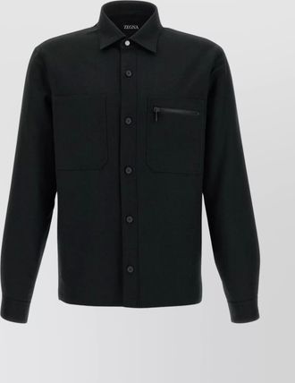Ermenegildo Zegna merino tech overshirt featuring pockets