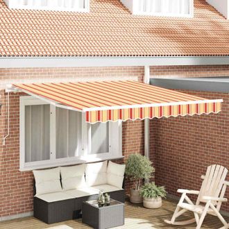 vidaXL Vidaxl - Toldo Striped Amarillo Y Naranja 3,5 X 2,5 M Poliester Y Metal