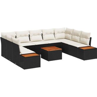 vidaXL Vidaxl - Conjunto De Sof&aacute; De Jard&iacute;n Con Coj&iacute;n 6 Pcs Negro Y Crema
