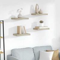 OEM Estantes Flotantes De Pared, Juego De 4, Color Roble, 40 X 23 X 3,8 Cm, Mdf - Crezuo