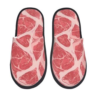 Generic Cotton Slippers Red Meat Unisex House Slippers Breathable House Shoes For Holiday Men Room L