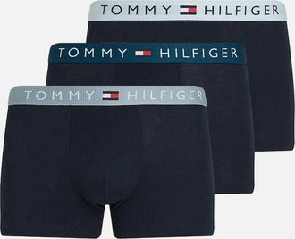 Tommy Hilfiger Mens Tommy Hilfiger 3-Pack TH Original Boxer Trunks, Deep Indigo/Blue/Blue Heather - Black - Size: 32/33/32