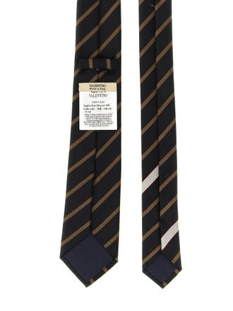 Valentino Garavani Regimental Diagonal Stripe Necktie - Black