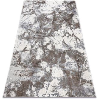 RugsX Rugsx - Alfombra Noble Moderna 1515 64 M&aacute;rmol, Geom&eacute;trico - Structural Dos Niveles De Vell&oacute;n Crema / Gris Grey 120x170 Cm