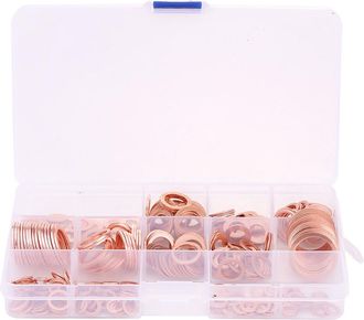 OEM Adecuado Para Juegos De 280 Arandelas De Cobre Macizo Mixtas, 12 Tama&ntilde;os, Color Oro