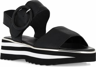 Django & Juliette Womens Harlows Platform Sandal In Black Leather
