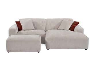 VENTE-UNIQUE.COM Sof&aacute; rinconera terciopelo beige