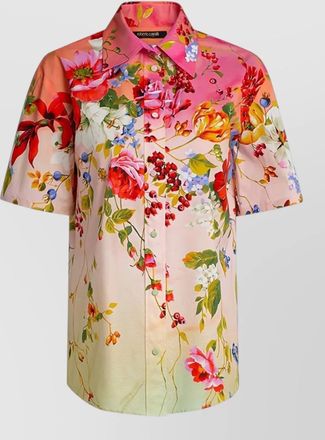 Roberto Cavalli silk nylon floral print short sleeve top