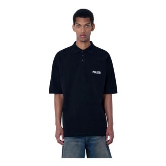 VETEMENTS Polo Shirts, male, Black, Size: XL Embroidered Polo Shirt