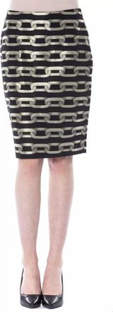 Byblos Womens Pencil Skirt Chain Print Gold - Black Cotton - Size EU 40 (Womens)