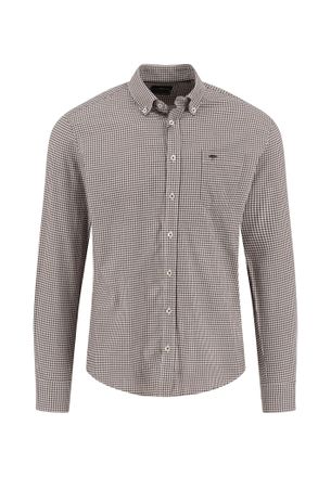 Fynch-Hatton Langarmhemd FYNCH-HATTON, Herren, Gr. 4XL, N-Gr, schwarz chocolate, Web, Obermaterial: 100% Baumwolle, kariert, regular fit taillenbedeckt, Manschette