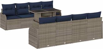 vidaXL Conjunto De Sof&aacute; De Jard&iacute;n 7 Uds. Gris Rat&aacute;n Sint&eacute;tico Vidaxl